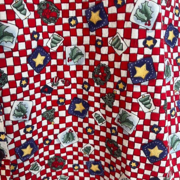 Robyn Lyn VTG Christmas VEST Mixed Print Happy Holidays Novelty Size L/XL Cotton - Picture 7 of 10